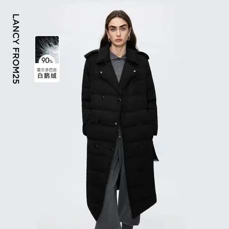 朗姿霍尔多巴吉鹅绒高智感风衣式羽绒服保暖修身女2025年冬季新款商品大图
