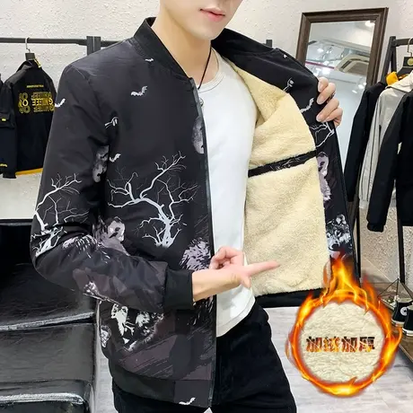 秋冬款冬季外套男2023新款棉服修身韩版潮帅气棉袄加绒加厚棉衣男商品大图