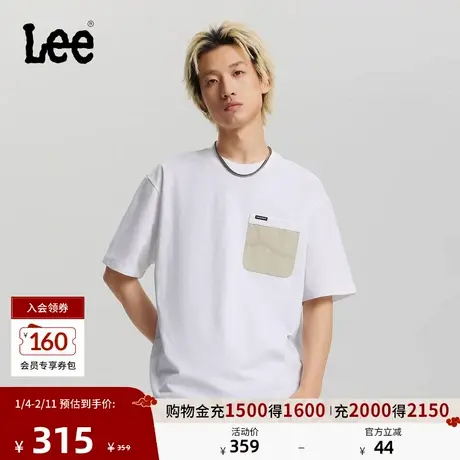 Lee26春夏新品宽松版圆领口袋设计男短袖T恤休闲潮LMT012229205图片