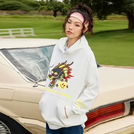 Nuthink国潮中国龙连帽卫衣男潮牌潮流宽松情侣街头冬季帽衫上衣商品大图