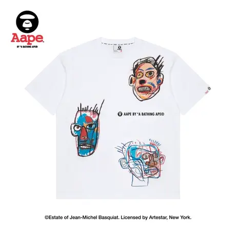 Aape联名Jean Michel Basquiat艺术家抽象人像印花短袖T恤9662XXK图片
