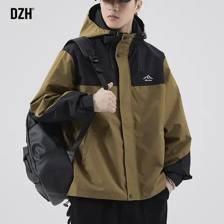 男士登山服冲锋衣男外套2023新款秋季男装秋款痞帅高级感风衣夹克商品大图