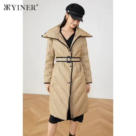 YINER音儿商场同款女装2021冬季新款收腰大翻领加厚羽绒服商品大图