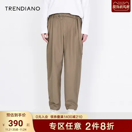 TRENDIANO新款休闲长裤男宽松工装裤子潮牌帅气设计感长裤商品大图