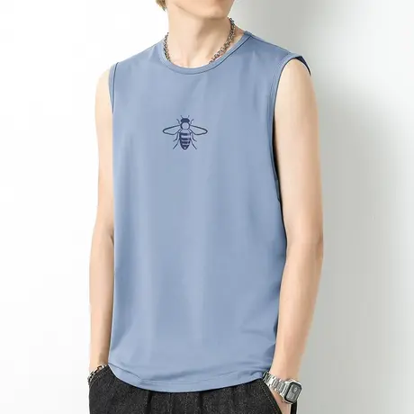 莫代尔男士背心潮夏季健身冰丝速干凉感运动坎肩跨栏篮球无袖t恤商品大图