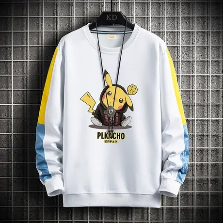 2023春秋季男士长袖T恤潮流宽松青少年皮卡丘卫衣服潮牌学生春装商品大图