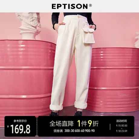 【蒸汽波】EPTISON休闲裤女2021新款冬季工装加绒直筒灯芯绒裤子商品大图