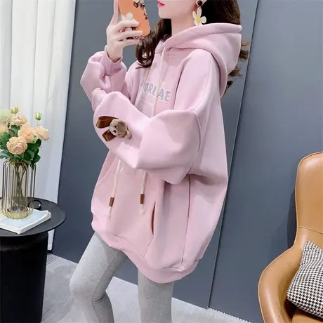设计感加绒加厚连帽卫衣外套女秋冬2023新款韩版宽松网红爆款上衣图片