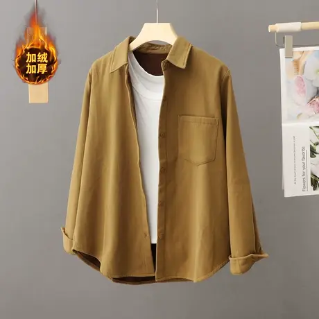 加绒加厚衬衫外套女秋冬季韩版设计感小众上衣小个子穿搭叠穿衬衣图片