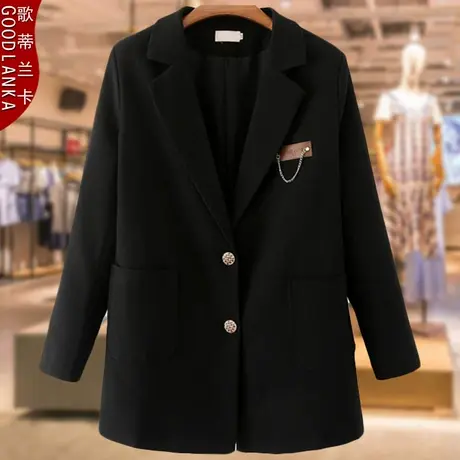 西装外套中年40岁年轻妈妈秋装新款加肥加大码女装中长款休闲西服商品大图