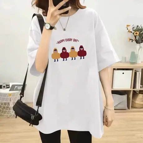 ins超火短袖T恤女夏新款韩版潮oversize宽松显瘦百搭半袖上衣服商品大图