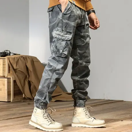 工装休闲裤子男士2022冬季新款潮牌宽松哈伦束脚休闲宽松时尚百搭商品大图