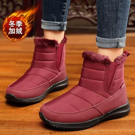 冬季棉鞋女加绒加厚雪地靴女防水保暖妈妈鞋防滑软底中老年人棉靴图片