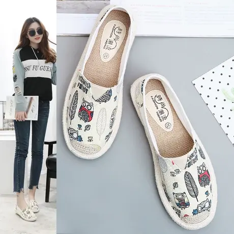 一脚蹬懒人鞋女春夏2020新款布鞋女鞋百搭学生帆布鞋女平底休闲鞋商品大图