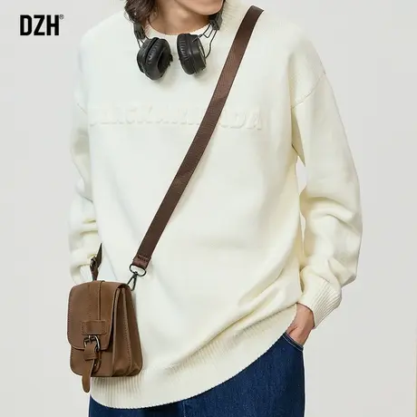 男士白色毛衣男冬季加厚保暖打底针织衫2024新款慵懒风外套毛线衣商品大图