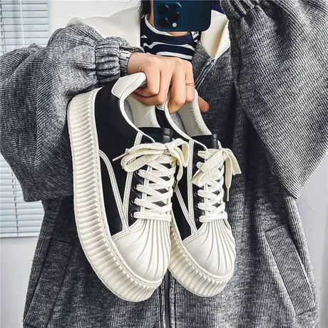 男鞋2024新款春夏季小众原创休闲板鞋男款厚底学生运动贝壳头潮鞋商品大图