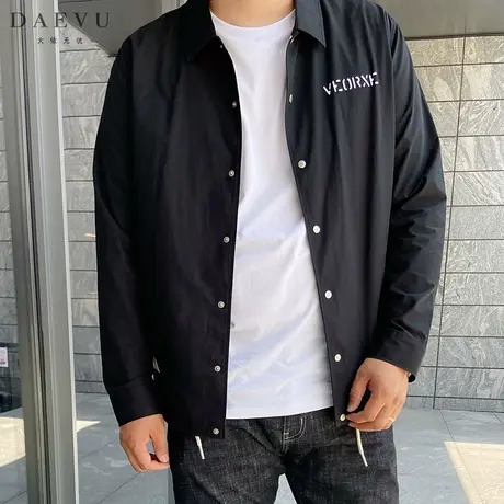 初秋新款年青潮胖子大号加肥加大码男士短款翻领单教练夹克外套商品大图