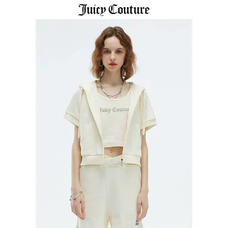 Juicy Couture橘滋外套女春季新品运动休闲短袖针织连帽夹克卫衣商品大图