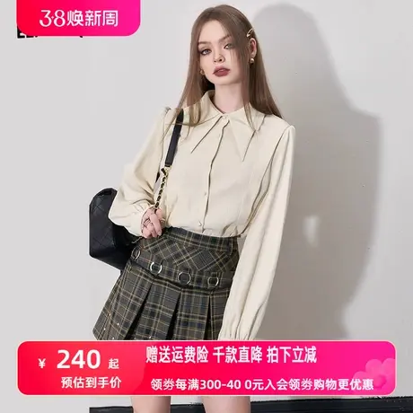 妖精的口袋法式衬衫外套女2023冬季新款设计感灯芯绒长袖内搭衬衣图片