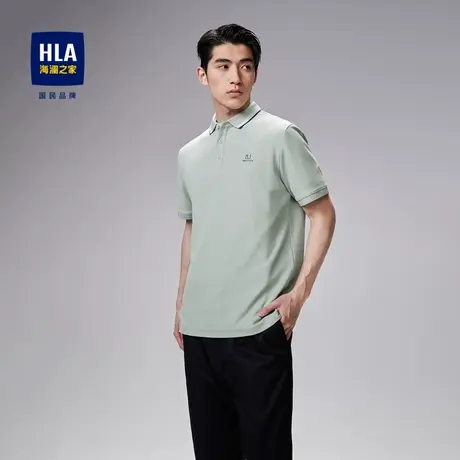 HLA/海澜之家撞色翻领POLO衫2023春夏新吸湿排汗短袖T恤上衣男图片