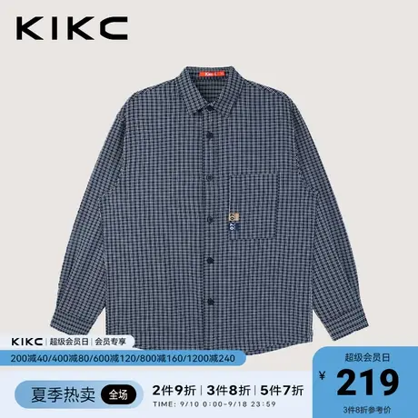kikc衬衫长袖男2023春夏新款商场同款日系潮流休闲长袖格子外套图片