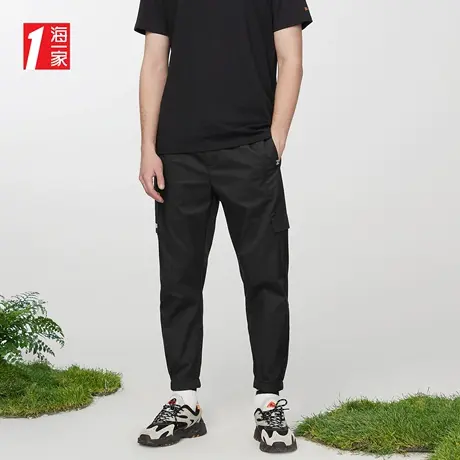 海一家青春时尚九分裤新款抽绳松紧腰印花休闲裤男商品大图