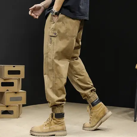 工装裤子男士休闲男裤新款潮牌宽松大码束脚美式复古工装裤男春秋商品大图