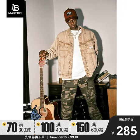 Lilbetter牛仔外套男秋季街头潮流褂子做旧上衣水洗夹克美式衣服商品大图