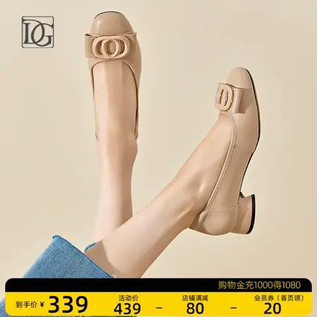 【商场同款】浅口单鞋女粗跟2023新款头层牛皮真皮皮鞋软底妈妈鞋商品大图