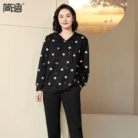 中年妈妈秋装运动套装2024春季洋气简涵大码显瘦卫衣休闲两件套图片