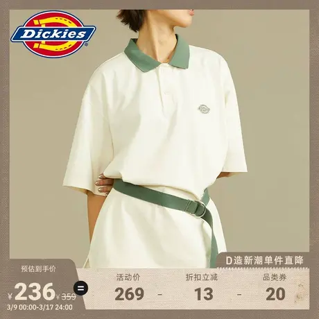 Dickies 春夏 工装男女情侣翻领logo短袖Polo衫宽松商品大图