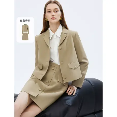 【在淘六公主】朗姿法式简约气质短款西装套装外套别致设计感图片