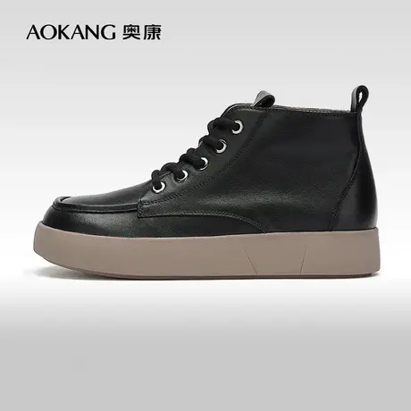 【门店发货】奥康女鞋2023秋季新款真皮平底舒适高帮靴子日常潮图片