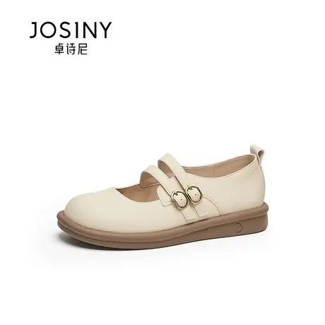 卓诗尼软底休闲女鞋2023秋季新款复古皮带扣舒适平底平底那单鞋女图片