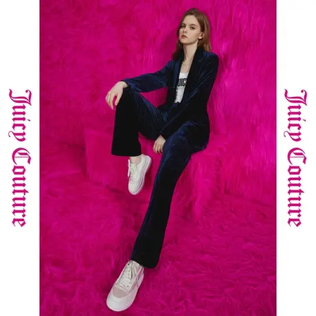 Juicy Couture橘滋秋女2023年新款大女主角烫钻丝绒女式休闲裤商品大图