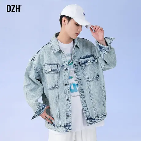 男士痞帅牛仔外套男春秋款情侣装秋季2023新款男装牛仔衣工装夹克商品大图