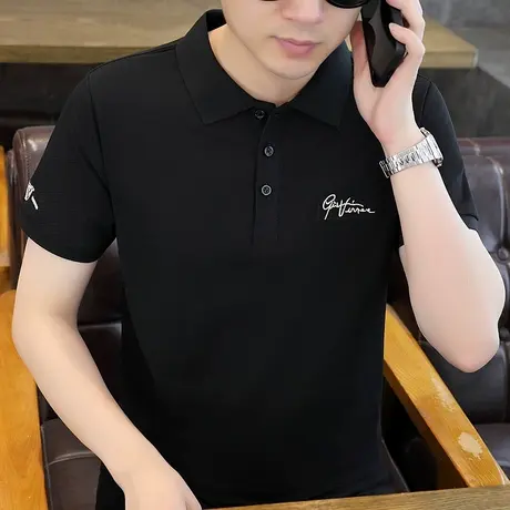 polo衫男士夏季商务上衣服翻领2025新款短袖t恤中年爸爸衬衫男装图片