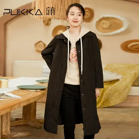 蒲PUKKA 商场同款中长款棉服2022冬装新款原创时尚设计感棉衣女图片