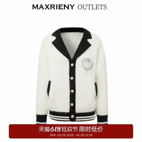 【奥莱】MAXRIENY复古撞色边毛衫外套气质感商品大图