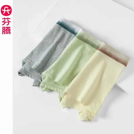 芬腾纯棉内裤男款夏季冰丝抗菌裆平角裤青年运动透气大码四角短裤商品大图