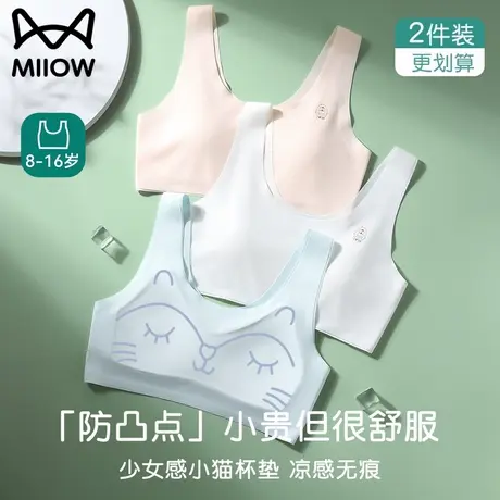 猫人少女内衣二阶段发育期女生夏季薄款固定杯文胸无痕透气防凸点商品大图