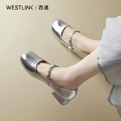 西遇银色气质玛丽珍鞋女2025秋季新款配裙子绝美小皮鞋通勤单鞋A图片