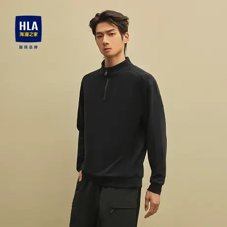 HLA/海澜之家德绒休闲上衣2025秋季新款半开襟拉链保暖卫衣长袖男图片
