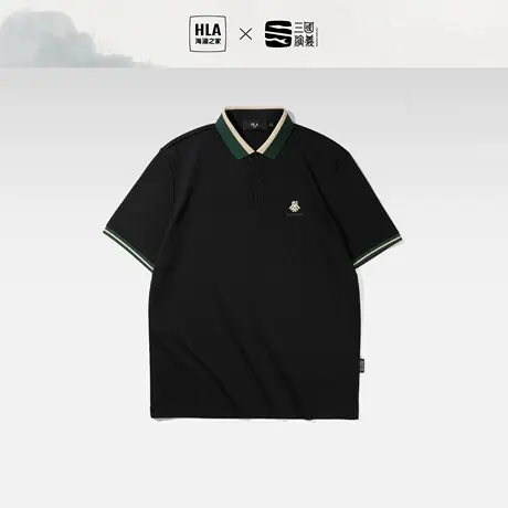 HLA/海澜之家短袖POLO衫夏季新款宽松翻领体恤刺绣父亲款上衣男图片