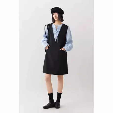 爵莱菲大码胖mm气质减龄深V领开口造型 宽松H版背心裙女显瘦宽松商品大图