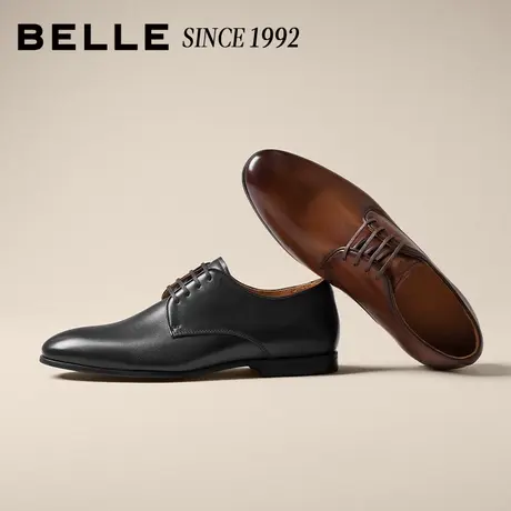 「92系列」百丽男士商务正装皮鞋男26春新牛皮结婚厚底增高H9004商品大图