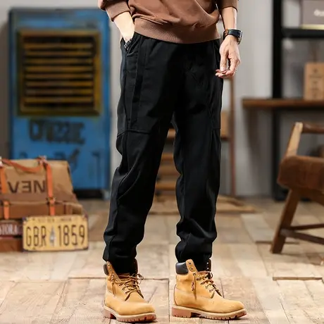 百搭宽松工装裤子耐磨裤子男款梭织字母条灯芯绒潮流百搭工装裤商品大图