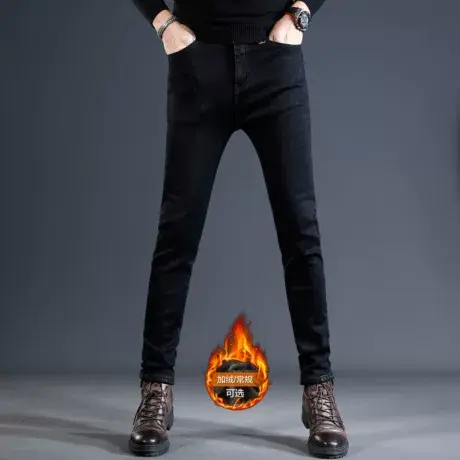 2023秋冬新品加绒加厚修身小脚牛仔裤商品大图