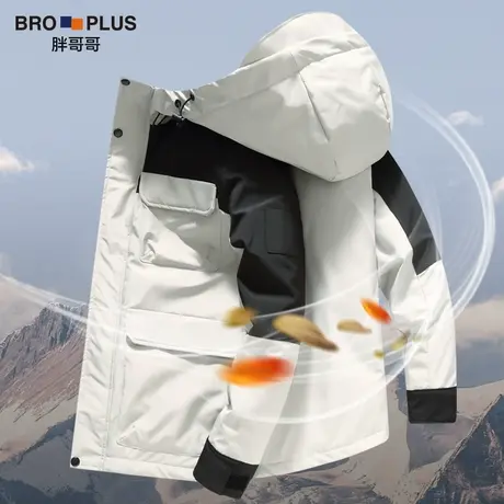 胖哥哥大码男装棉衣男加厚连帽宽松加肥加大工装胖子冬季男士外套商品大图