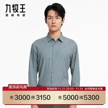 [商场同款]九牧王男装JC3C40727休闲长袖衬衫23春季提花衬衣SN图片